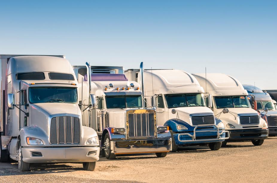fleet of commercial trucks